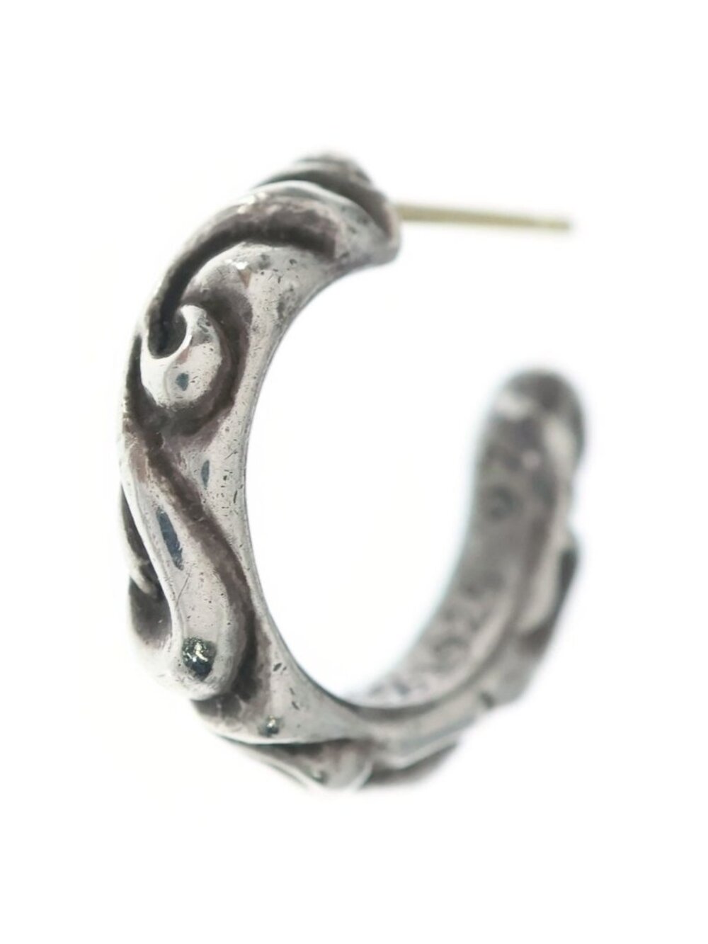 Chrome Hearts Hoop Scrool Scroll Earrings Silver